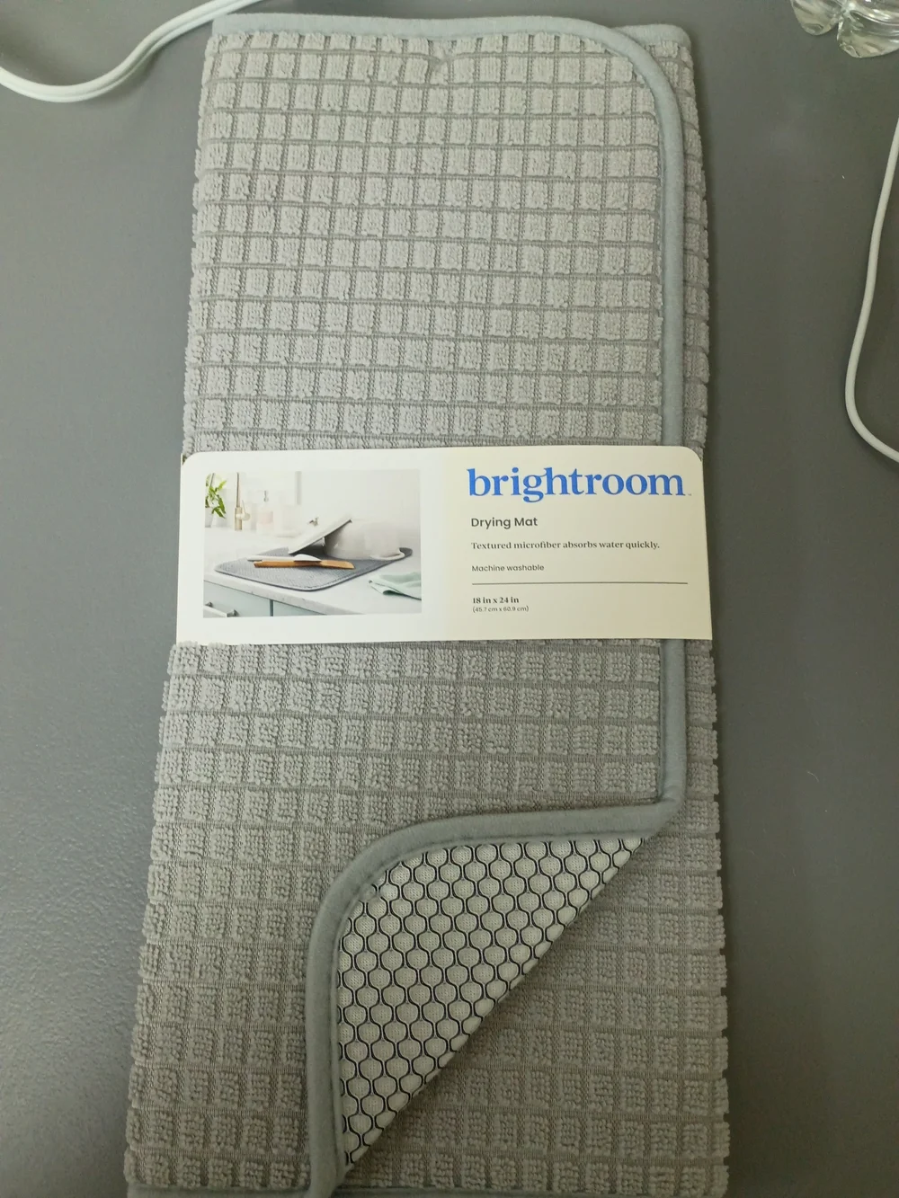 4 Count Brightroom Gray Microfiber Drying Mat — Absorbent Non-Slip Kitchen Mats